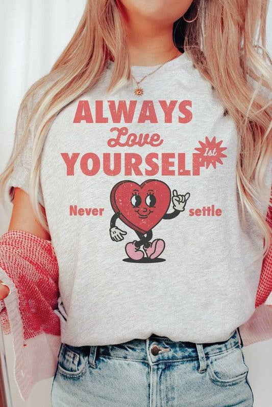 Women's Sweatshirts & Hoodies Valentine's Day Always Love Yourself First Graphic T-Shirt