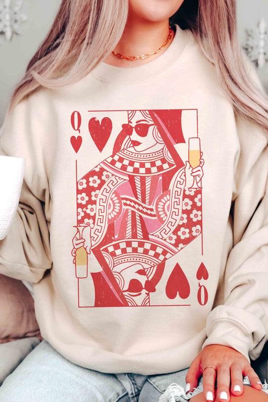 Women's Sweatshirts & Hoodies Valentine's Day Champagne Queen Of Hearts Graphic Sweatshirt