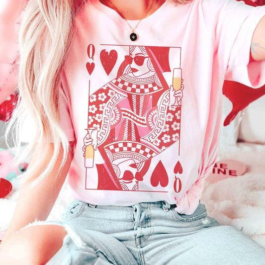 Women's Sweatshirts & Hoodies Valentine's Day Champagne Queen Of Hearts Graphic T-Shirt