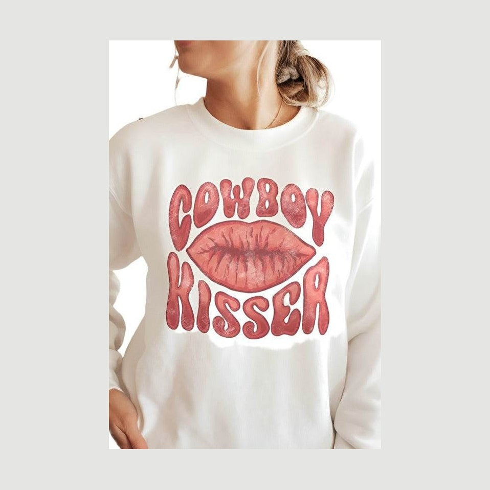 Valentine's Day Cowboy Kisser Graphic Sweatshirt - VacationGrabs