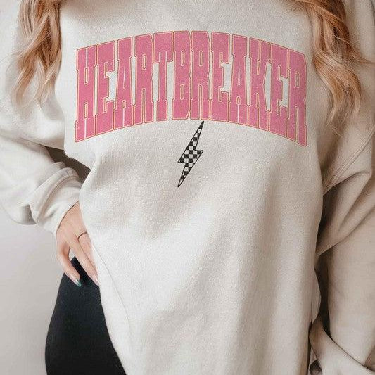Women's Sweatshirts & Hoodies Valentine's Day Heartbreaker Checker Lightning Graphic Sweatshirt