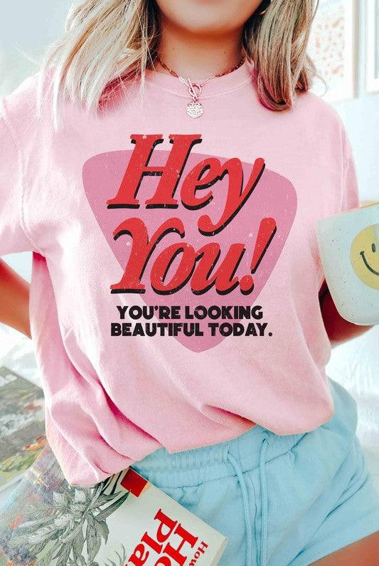 Women's Sweatshirts & Hoodies Valentine's Day Hey You Youre Looking Beautiful Today Graphic Tee
