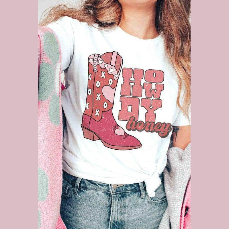 Valentine's Day Howdy Honey Graphic T-Shirt - VacationGrabs
