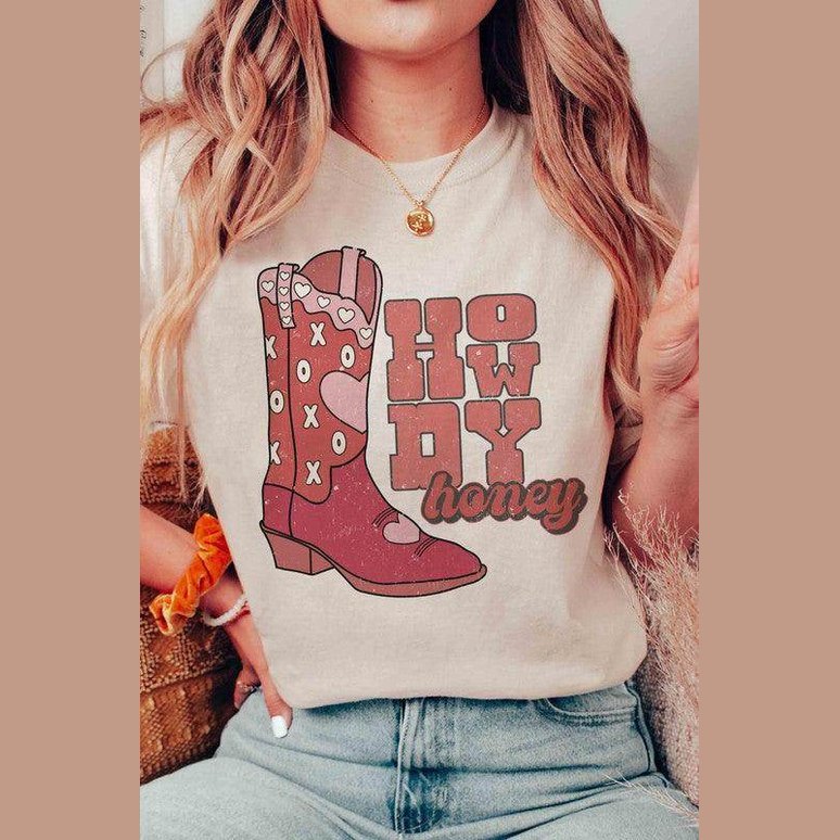Valentine's Day Howdy Honey Graphic T-Shirt - VacationGrabs