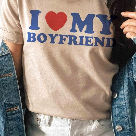 Women's Sweatshirts & Hoodies Valentine's Day I Love My Boyfriend Graphic T-Shirt