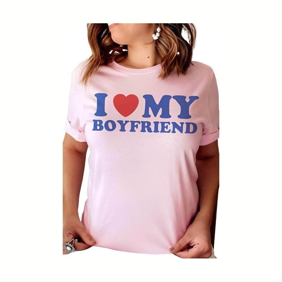 Valentine's Day I Love My Boyfriend Graphic T-Shirt - VacationGrabs