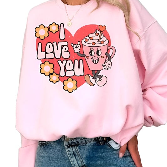 Women's Sweatshirts & Hoodies Valentine's Day I Love You Graphic Sweatshirt