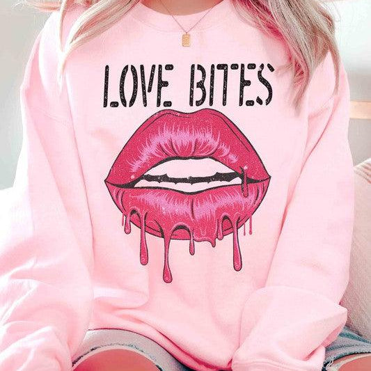 Women's Sweatshirts & Hoodies Valentine's Day Love Bites Lips Graphic Sweatshirt