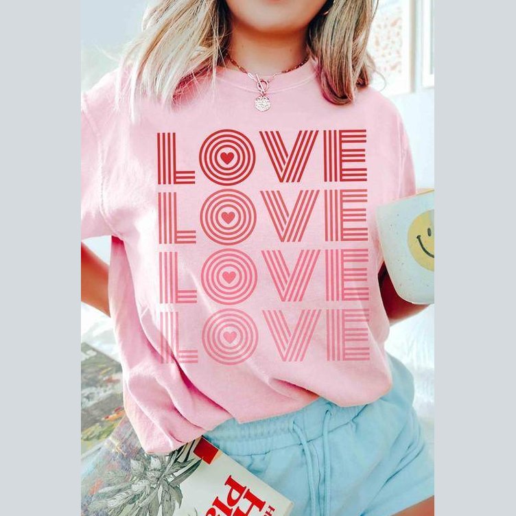 Valentine's Day Love Love Love Graphic T-Shirt - VacationGrabs