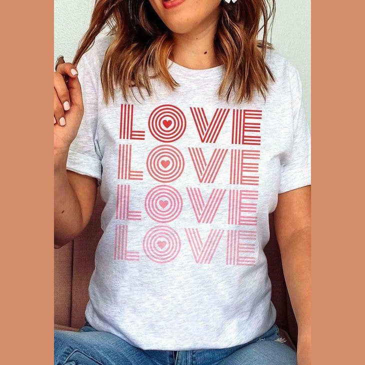 Valentine's Day Love Love Love Graphic T-Shirt - VacationGrabs