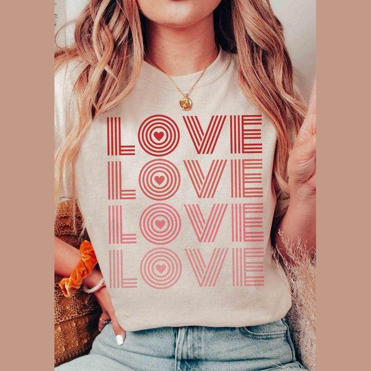 Valentine's Day Love Love Love Graphic T-Shirt - VacationGrabs