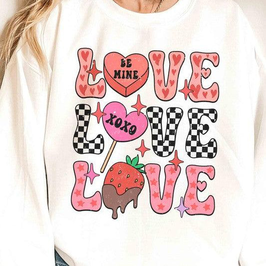 Women's Sweatshirts & Hoodies Valentine's Day Love Stacked Candies Graphic Sweatshirt