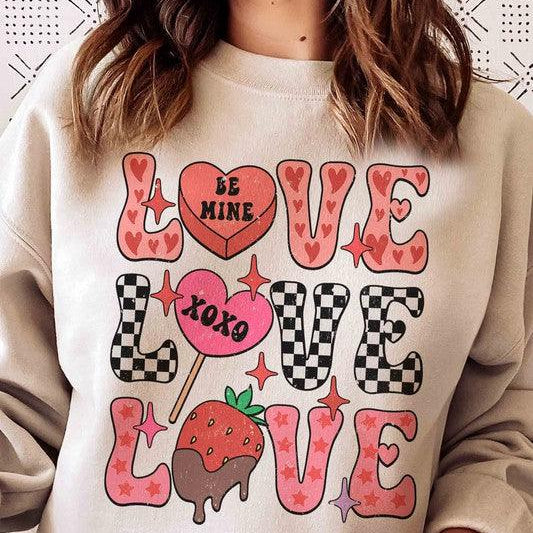 Women's Sweatshirts & Hoodies Valentine's Day Love Stacked Candies Graphic Sweatshirt