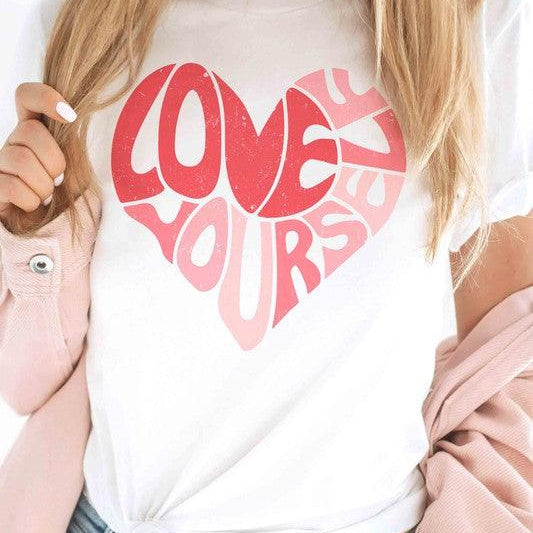 Women's Sweatshirts & Hoodies Valentine's Day Love Yourself Heart Graphic T-Shirt