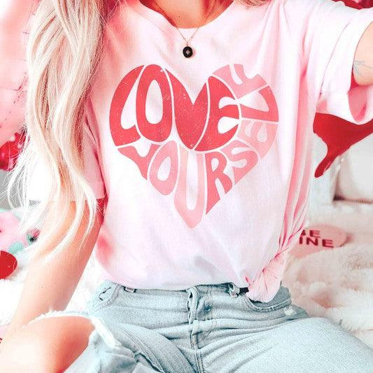 Women's Sweatshirts & Hoodies Valentine's Day Love Yourself Heart Graphic T-Shirt
