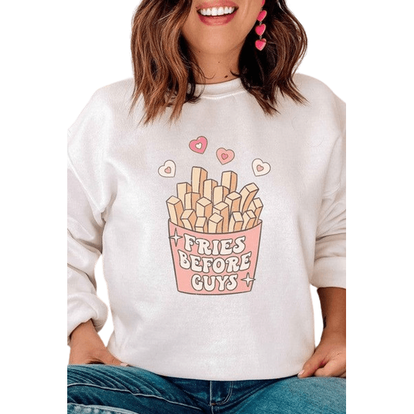 Valentine's Day Plus Size - Fries Before Guys Graphic - VacationGrabs
