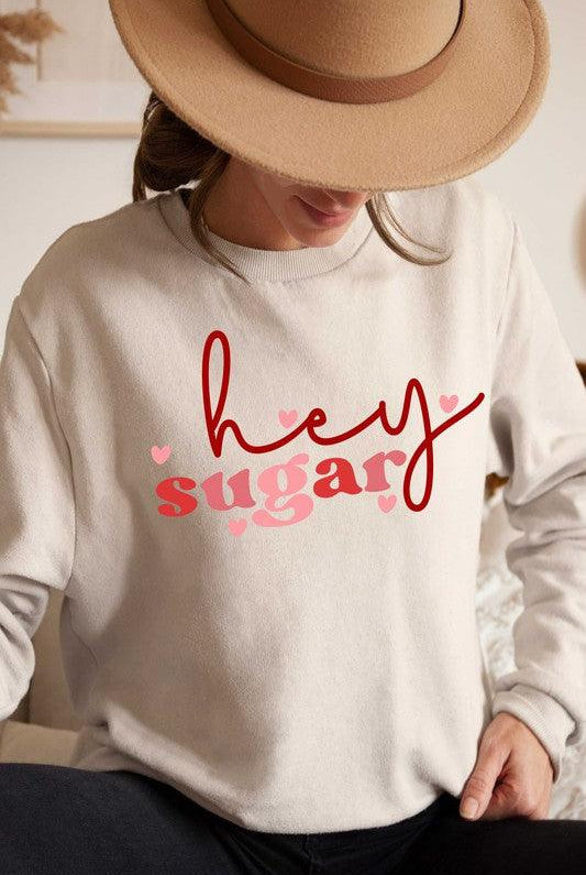 Women's Sweatshirts & Hoodies Valentine's Day Plus Size - Hey Sugar Graphic Sweatshirt