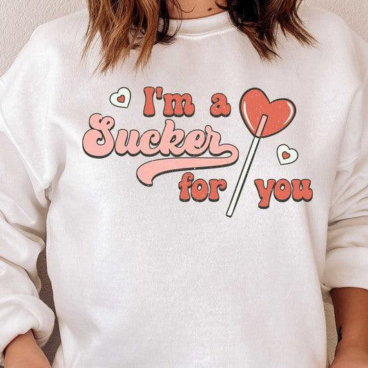 Women's Sweatshirts & Hoodies Valentine's Day Plus Size - I'M A Sucker For You Graphic Crewneck