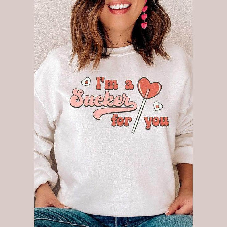 Valentine's Day Plus Size - I'M A Sucker For You Graphic - VacationGrabs