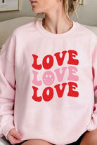 Women's Sweatshirts & Hoodies Valentine's Day Plus Size - Love Love Love Happy Face Graphic Crew