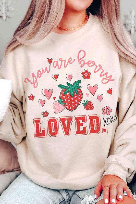 Women's Sweatshirts & Hoodies Valentine's Day Plus Size - You Are Berry Loved Graphic Sweatshirt