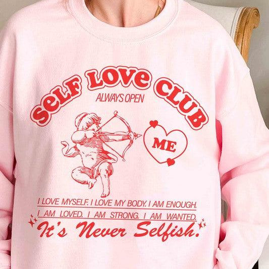 Women's Sweatshirts & Hoodies Valentine's Day Self Love Club Graphic Sweatshirt