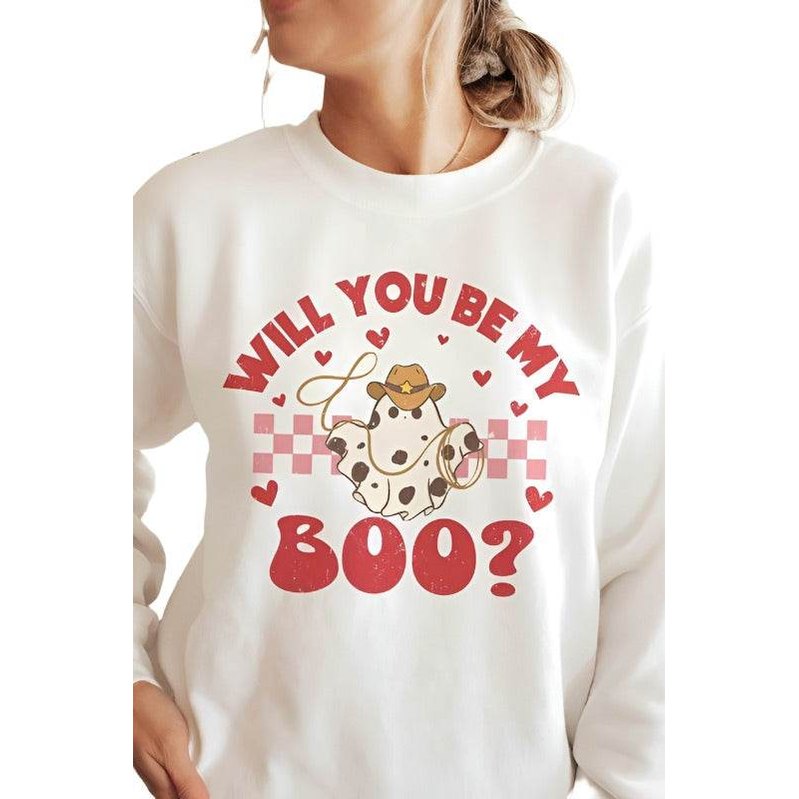 Valentine's Day Will You Be My Boo Graphic Sweatshirt - VacationGrabs