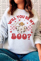Women's Sweatshirts & Hoodies Valentine's Day Will You Be My Boo Graphic Sweatshirt