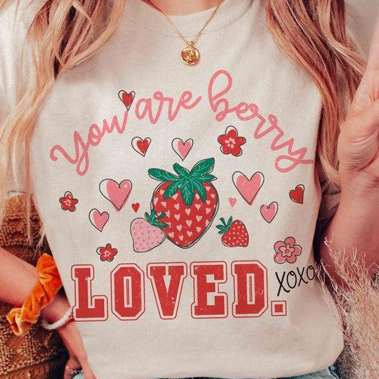 Women's Sweatshirts & Hoodies Valentine's Day You Are Berry Loved Graphic T-Shirt