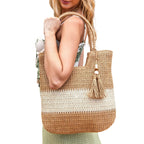Valeria Two-Tone Straw Tote