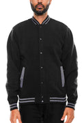 Men's black varsity jacket, warm fleece material for casual wear