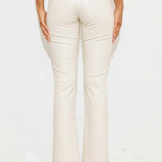 Women's Pants Vegan Leather Front Slit Bootcut