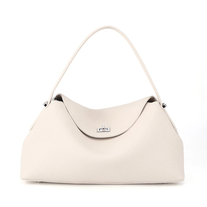 Vegan leather handbag in cream, stylish for everyday use