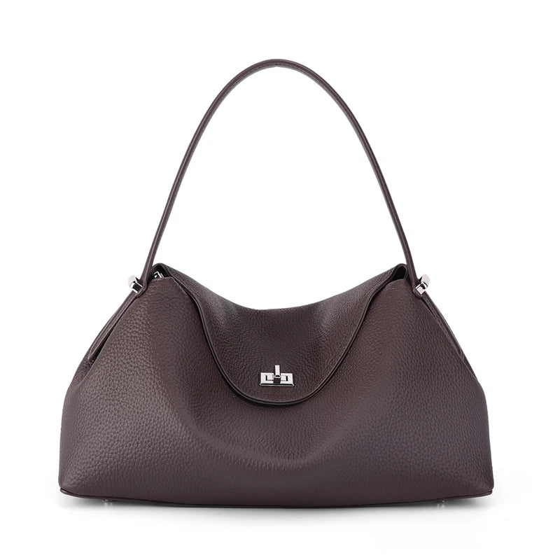 Brown vegan leather handbag, stylish accessory for everyday use