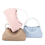 Vegan leather handbag set in pink, beige, and blue for stylish outings