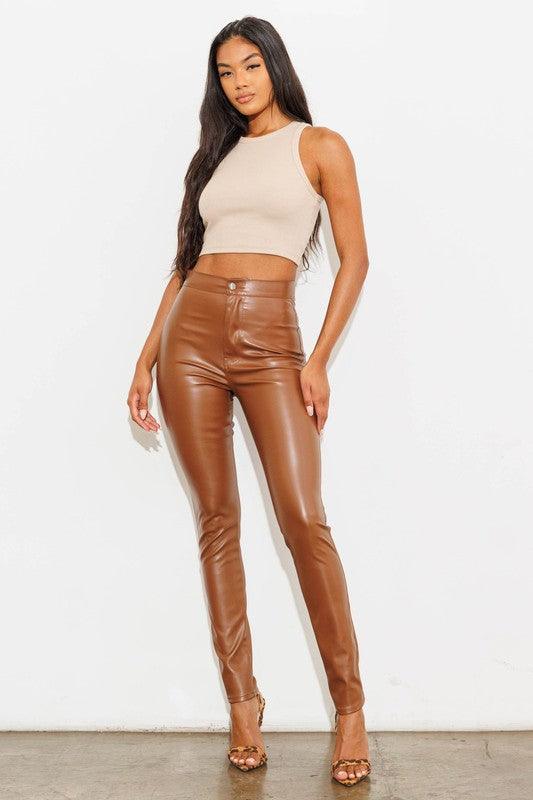 Women's Pants Vegan Leather Skinny Jeans