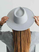 Stylish vegan panama hat in gray, perfect for trendy women's accessories and sunny days