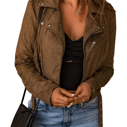 Women's Coats & Jackets Vegan Suede Zip Detail Jacket