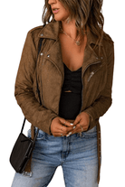 Women's Coats & Jackets Vegan Suede Zip Detail Jacket