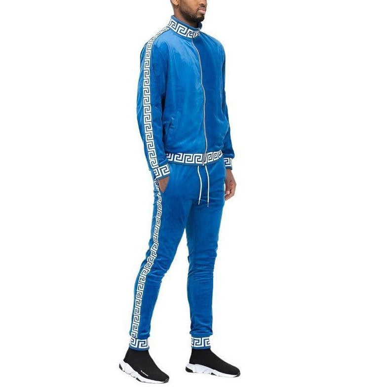 Velour Track Sets Status Print Warm Up Suits - VacationGrabs