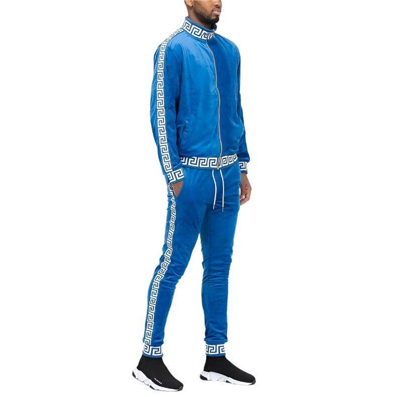 Velour Track Sets Status Print Warm Up Suits - VacationGrabs