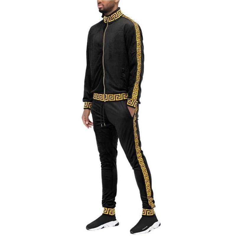 Velour Track Sets Status Print Warm Up Suits - VacationGrabs