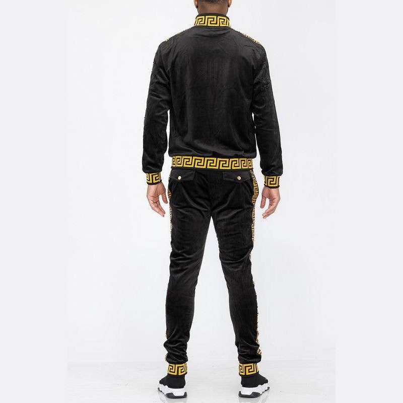 Velour Track Sets Status Print Warm Up Suits - VacationGrabs