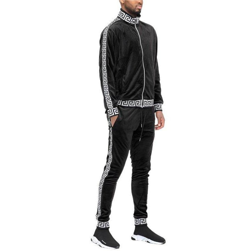 Velour Track Sets Status Print Warm Up Suits - VacationGrabs