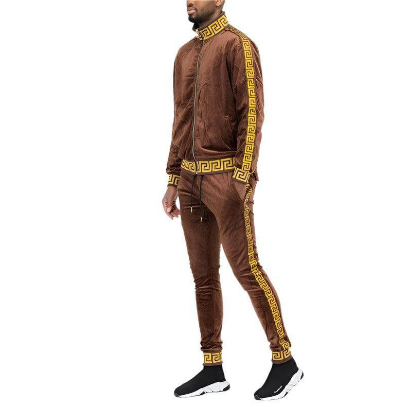 Velour Track Sets Status Print Warm Up Suits - VacationGrabs