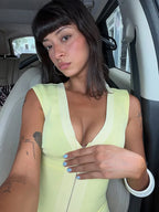 Women's yellow form-fitting and bodycon dress for summer events