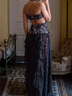 Women's black lace and maxi dress for evening events
