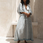 Women's white floral maxi dress, lightweight cotton for summer outings
