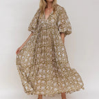 Women's floral print maxi dress, lightweight, perfect for summer outings.