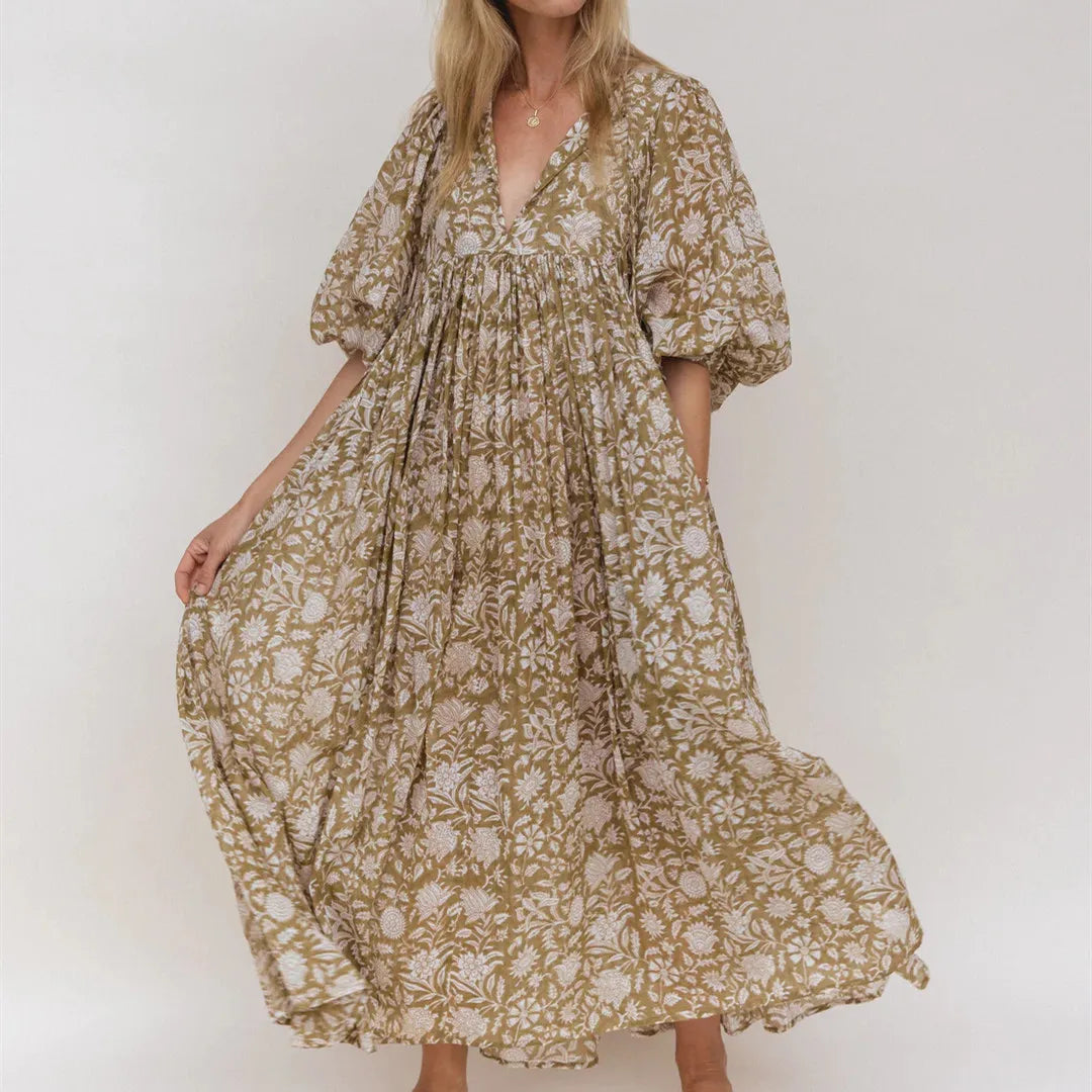 Women's floral print maxi dress, lightweight, perfect for summer outings.